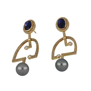 Vincent Peach 14K Gold Diamonds Drop Earrings with Kynaites