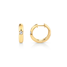 Load image into Gallery viewer, Michael M Yellow 14K Gold Round Cut Diamond Hoop Earrings
