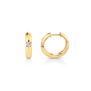 Michael M Yellow 14K Gold Round Cut Diamond Hoop Earrings