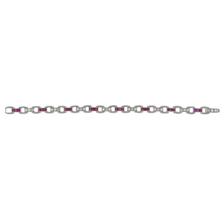 Vintage/Estate White Platinum Diamonds Line Bracelet with Rubies