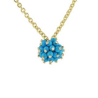 Aletto Brothers 18K Gold Turquoise Pendant Necklace with Diamond