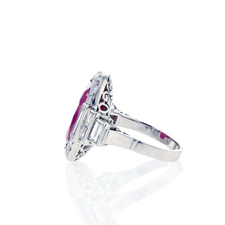 White Platinum Ruby Cluster/Halo Ring with Diamonds