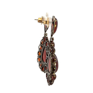 Tenenbaum Collection Sterling Silver Garnets Drop Earrings with Diamond