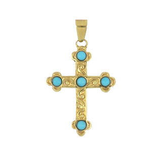 Vintage/Estate 14K Gold Turquoises Religious Pendant