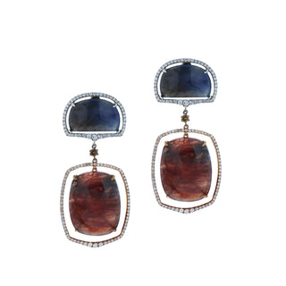 Tenenbaum Collection Two-Tone 18K Gold Sapphires Drop Earrings with Diamond