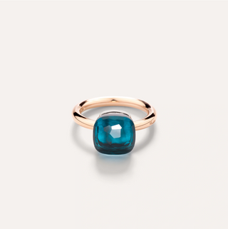 Pomellato 18K Rose Gold London Blue Topaz Nudo Classic Ring