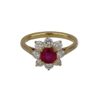 Tenenbaum Workshop 18K Gold Ruby Cluster Ring with Diamonds