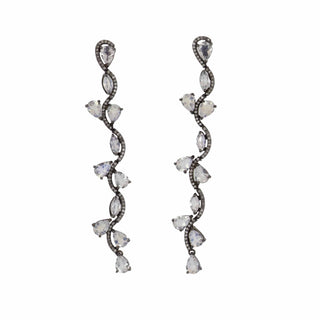 Tenenbaum Collection Two-Tone G&S Moonstones Drop Earrings with Diamond