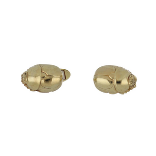 Vintage 1990s Lantuch 18K Gold Scarab Cufflinks