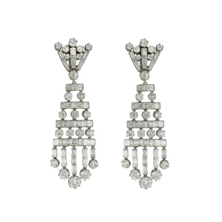 White Platinum Diamonds Chandelier Earrings with Diamonds