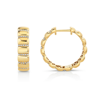 Michael M 14K Gold Diamond Hoop Earrings