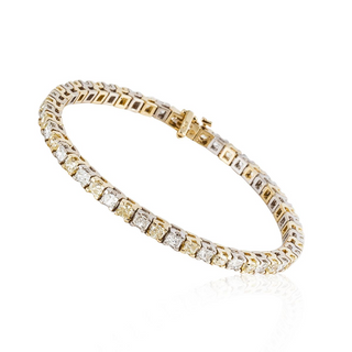 Vintage/Estate Two-Tone 18K Gold Diamonds Link Bracelet with Diamonds