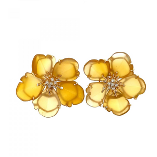 Tenenbaum Collection 18K Gold Agates Clip Earrings with Diamonds