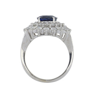 Vintage/Estate 18K White Gold Sapphire Cluster/Halo Ring with Diamonds