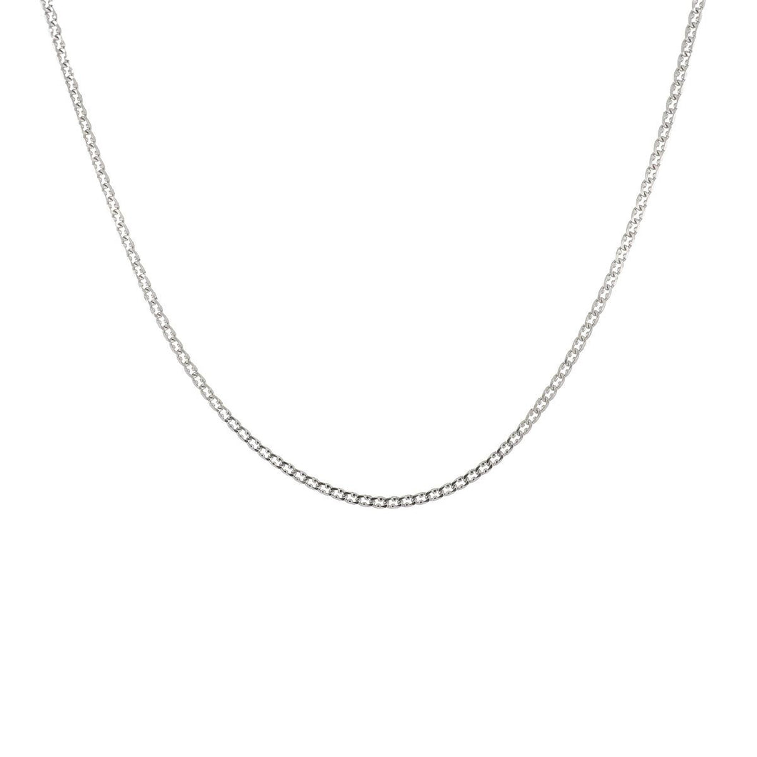 18K White Gold Fancy Curb Link Chain