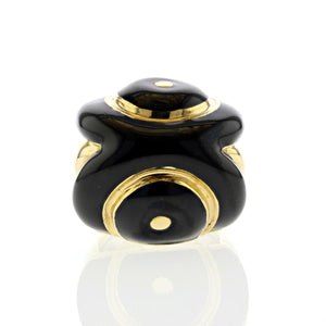 Estate David Webb 18K Gold Black Enamel Ring