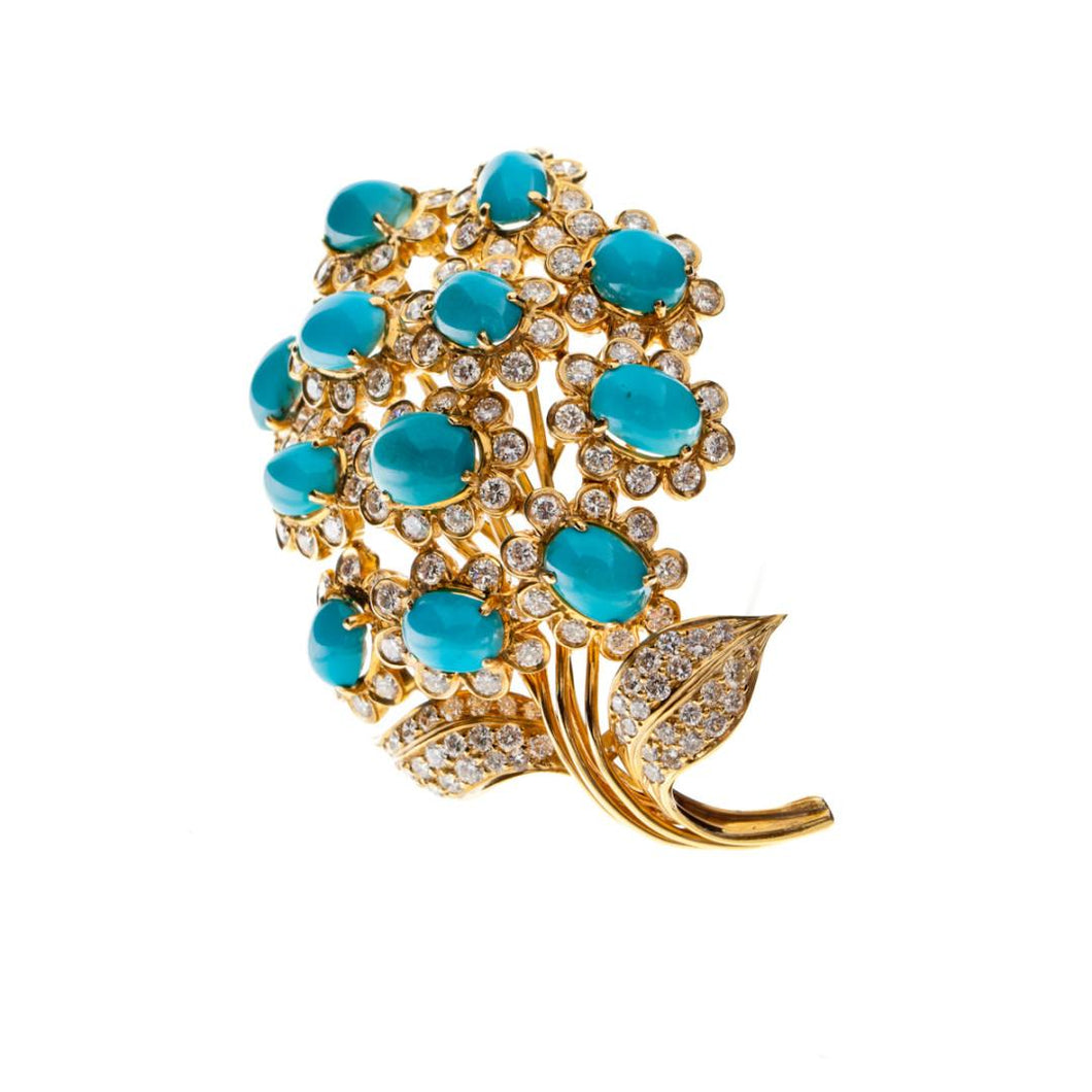 Tenenbaum Jewelers Tiffany and Co. 18K Gold and Diamond Flower Brooch
