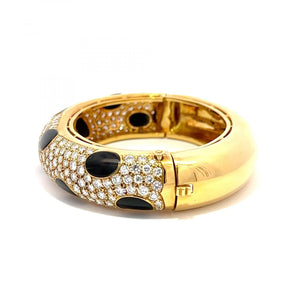 Estate Pavé Diamond and Onyx Bracelet