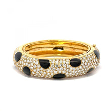 Load image into Gallery viewer, Estate Pavé Diamond and Onyx Bracelet
