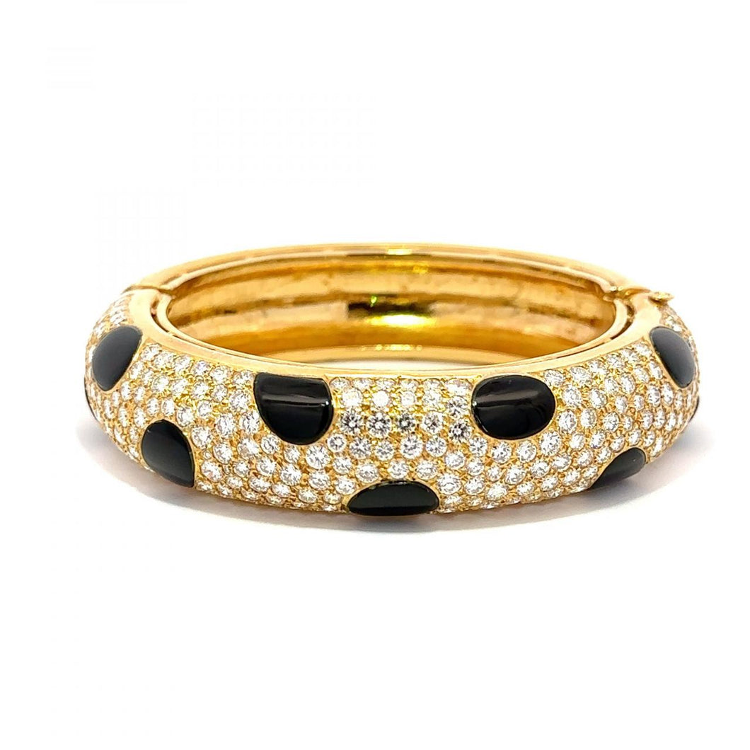 Estate Pavé Diamond and Onyx Bracelet