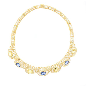 Unheated Ceylon Sapphire and Diamond 18K Gold Jewelry Suite