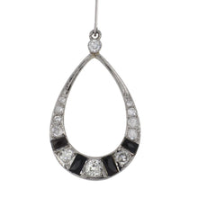 Load image into Gallery viewer, Art Deco Platinum Onyx and Diamond Teardrop Earrings
