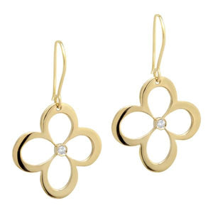 L.Klein 18K Gold 'Fiore' Floral Earrings with Diamonds