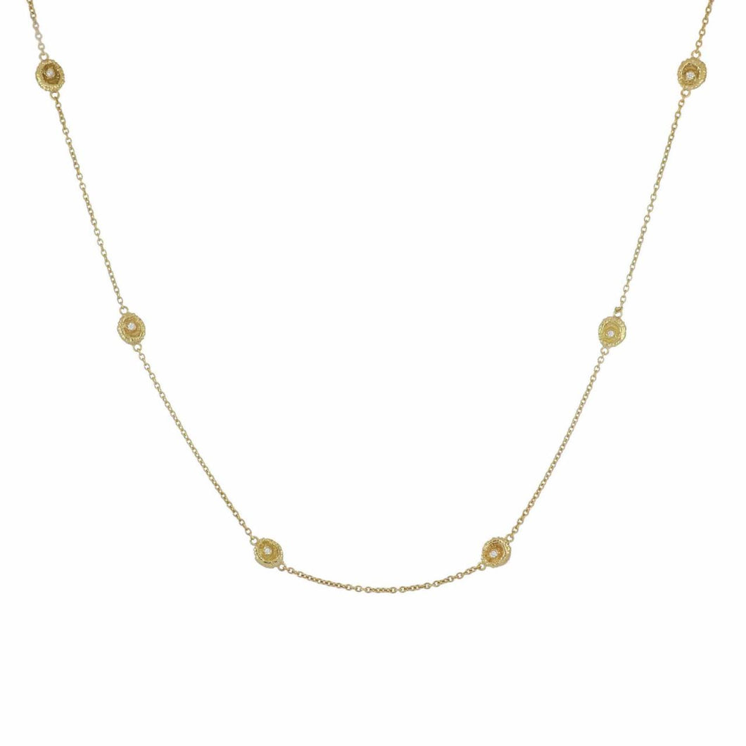 Estate 18K Gold Diamond Station Necklace