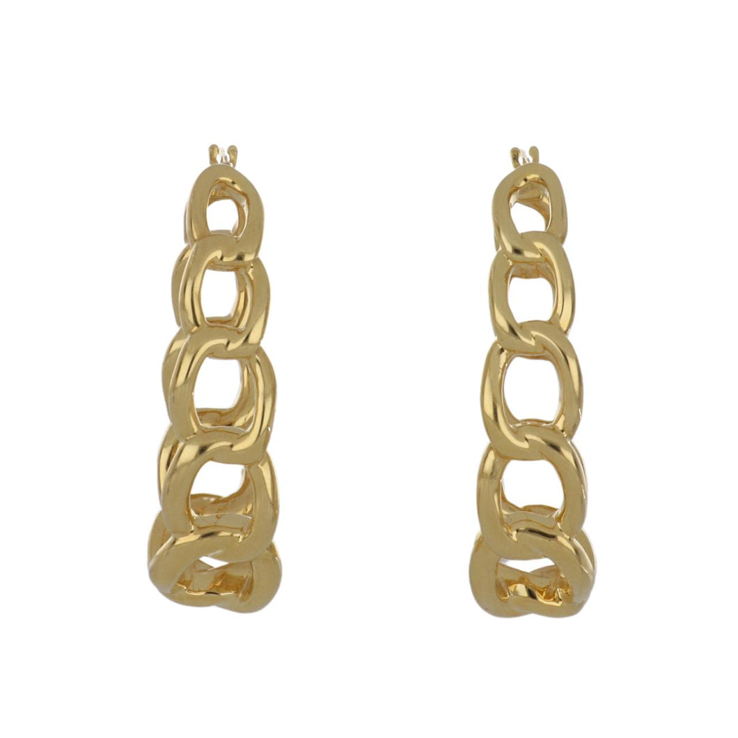 Italian 18K Gold Link Hoop Earrings