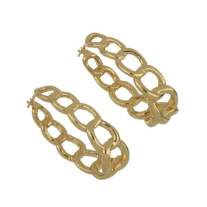 Italian 18K Gold Link Hoop Earrings