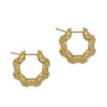 Load image into Gallery viewer, Italian 18K Gold Bamboo Small Hoop Earrings
