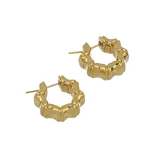 Load image into Gallery viewer, Italian 18K Gold Bamboo Small Hoop Earrings
