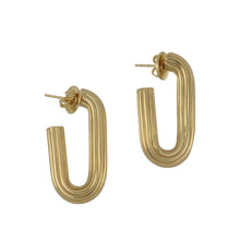 Load image into Gallery viewer, Italian 18K Gold Tubular Elongated Hoop Earrings
