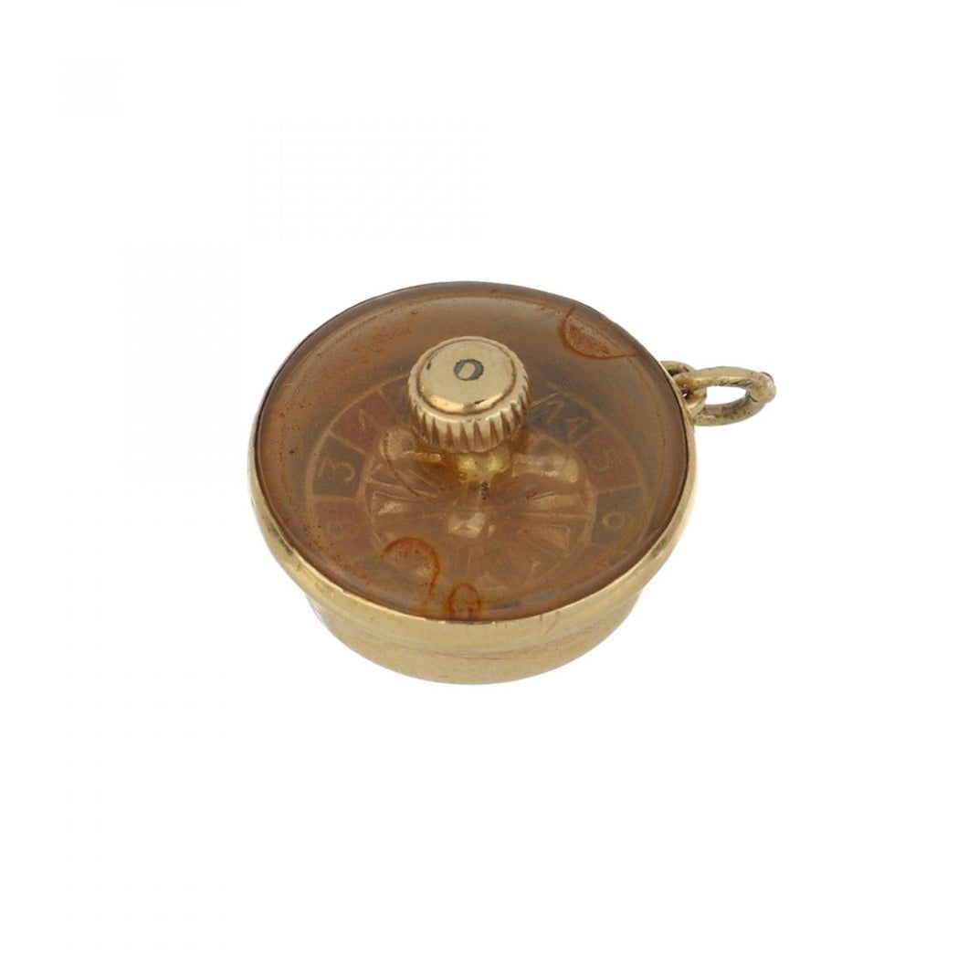 14K Gold Roulette Wheel Charm