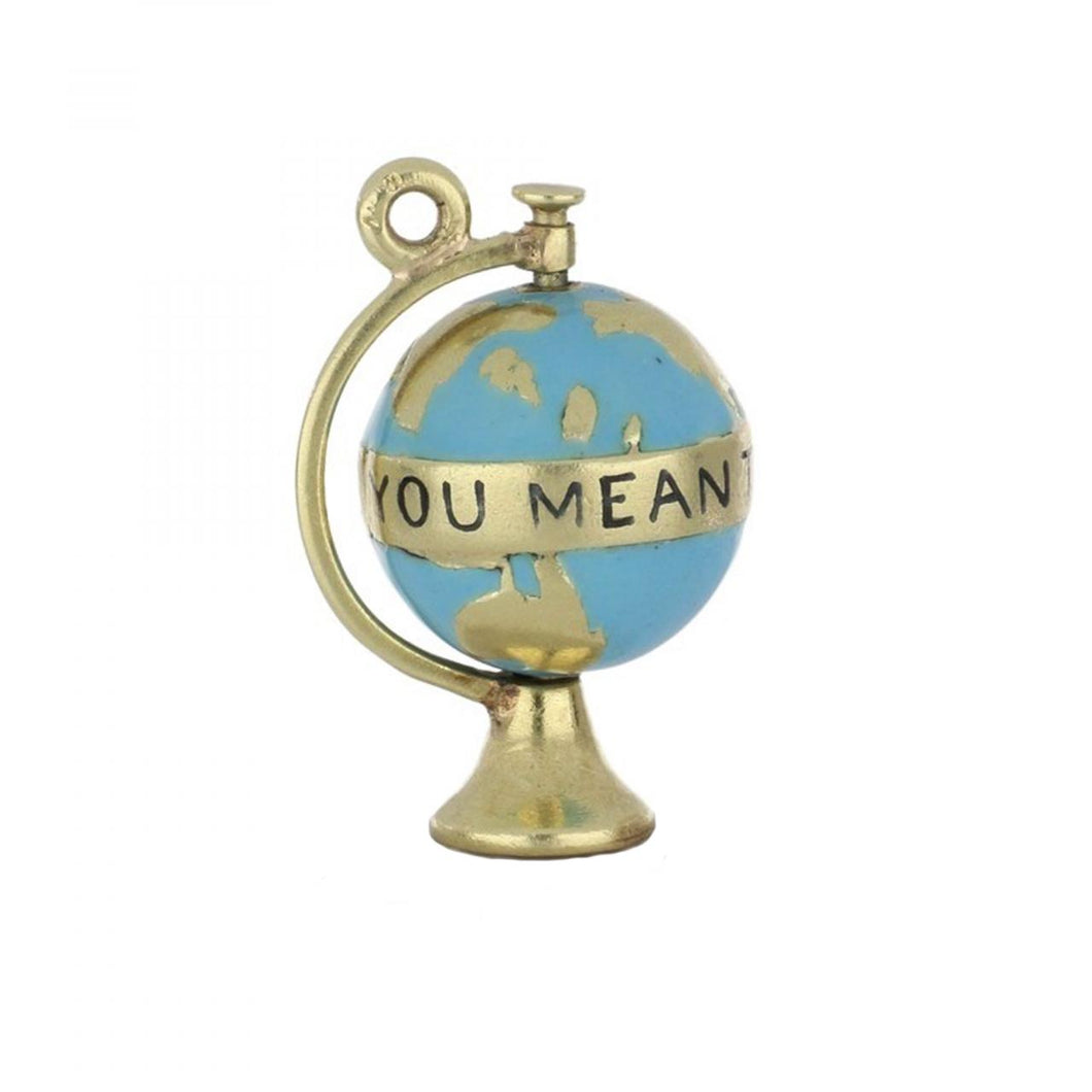 14K Gold Enamel Globe Charm