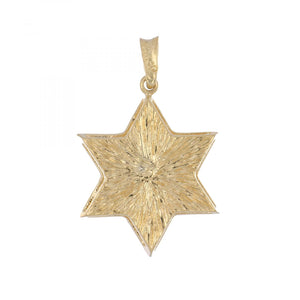 14K Two-Tone Gold Star of David and Chai Charm