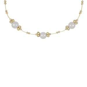 Estate 18K Gold South Sea Pearl Necklace with Diamonds