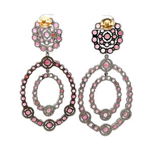 Maharaja 14K White Gold Pink Tourmaline Drop Earrings