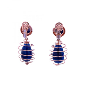 18K Gold Wirework Lapis Drop Earrings