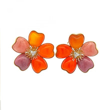 Load image into Gallery viewer, 18K Gold Multi-Gemstone Flower Earrings
