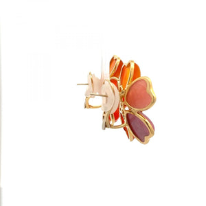 18K Gold Multi-Gemstone Flower Earrings