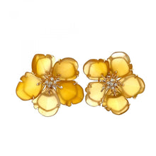 Load image into Gallery viewer, 18K Gold Yellow Agate Flower Earrings
