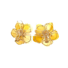 Load image into Gallery viewer, 18K Gold Yellow Agate Flower Earrings
