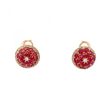 Load image into Gallery viewer, 18K Gold Ruby and Diamond Cluster Earrings
