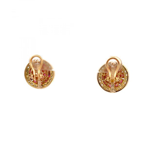 18K Gold Ruby and Diamond Cluster Earrings