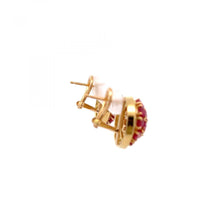 Load image into Gallery viewer, 18K Gold Ruby and Diamond Cluster Earrings
