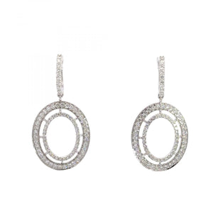 18K White Gold Diamond Loop Drop Earrings