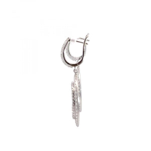 18K White Gold Diamond Loop Drop Earrings