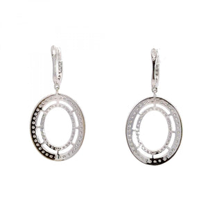 18K White Gold Diamond Loop Drop Earrings