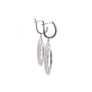 18K White Gold Diamond Loop Drop Earrings